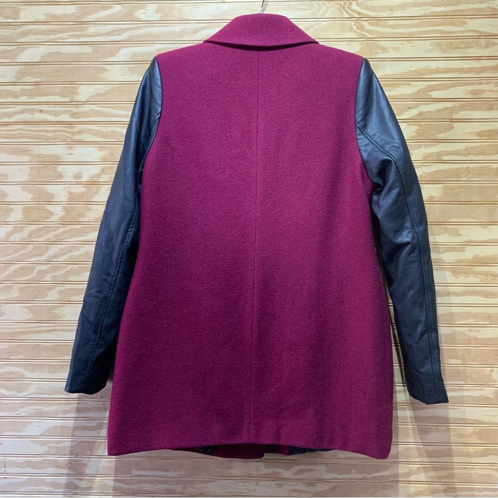 American Eagle Wool Poly Jacket Black Burgundy La… - image 3